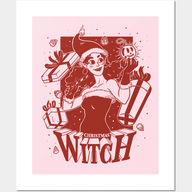 Christmas Witch - Red Wall Art by Studio Mootant